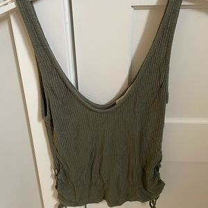 Project Social Cropped tank in army green